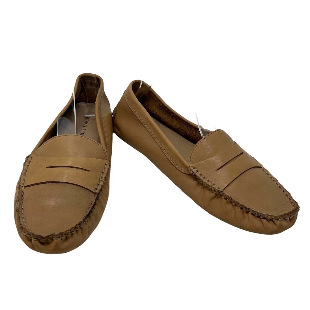 Michael Shannon Women Elaine‎ Tan Leather Slip On Driving Moccasin 8.5